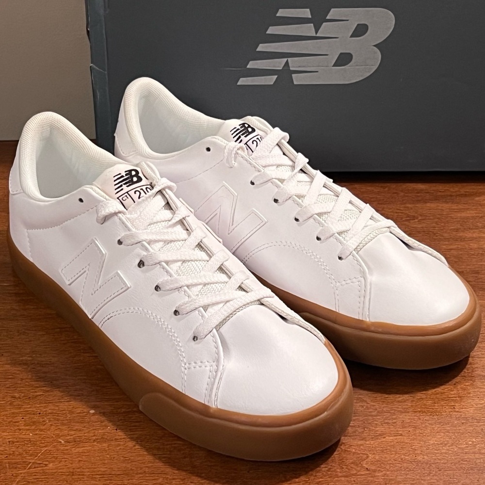 New Balance White and Brown Athletic Shoes
